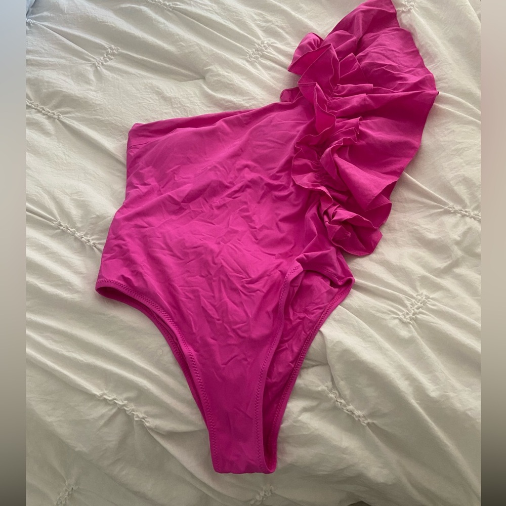 Zara S. One arm ruffle body/bathing suit